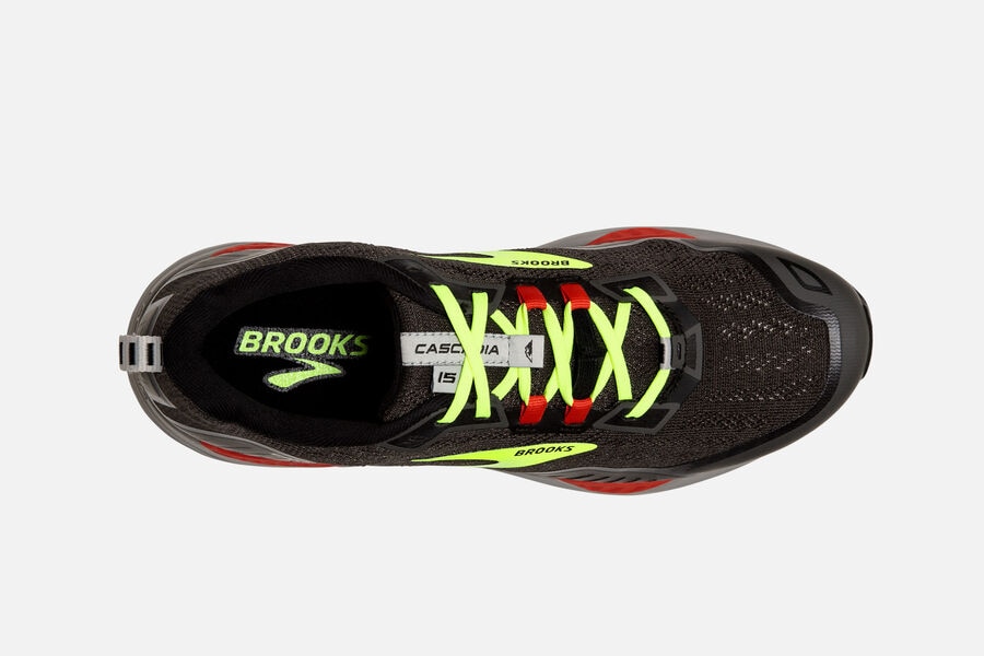 Brooks Cascadia 15 Trail Running Shoes Mens - Black/Green - IKCXQ-7824